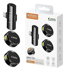 kit 2 Microfone De Lapela De Botão Sem Fio Para Type-c Kaidi KMF4-C