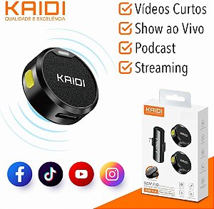 kit 2 Microfone De Lapela De Botão Sem Fio Para Type-c Kaidi KMF4-A