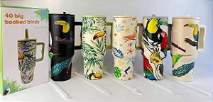 Copo Termico Com Canudo Pássaros 40OZ 1200ml 40OZ-PASSARO