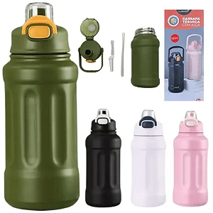 Garrafa Térmica Inox 820ml Tampa Que Não Vaza Canudo E Alça GTI820NV