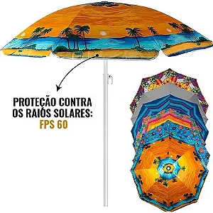 Guarda-Sol Articulado Rainbow 2,40m em Poliéster Estampas Sortidas Bel 12060