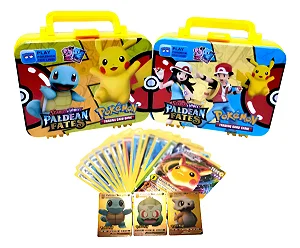 Kit 55 Cartinhas Pokémon Com Maleta De Metal Porta Cards GO-3119