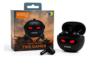 Fone De Ouvido Gamer Tws FN-B48 Bluetooth 5.4 Tipo-c, Preto