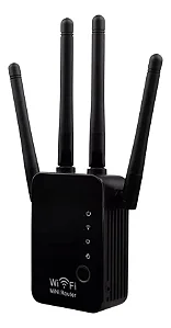 Repetidor De Wifi Preto 4 Antenas Externas Dualband + Cabo de Rede, KA-X333 KAPBOM