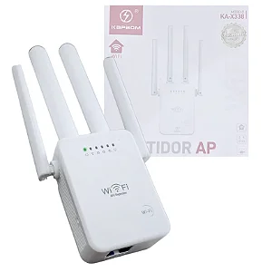 Repetidor De Wifi AP Branco 4 Antenas Externas + Cabo de Rede, KA-X338 KAPBOM