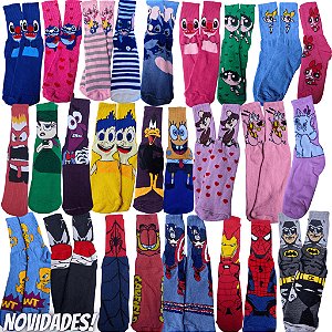 Meias Cano Longo Divertidas Personagens e Desenhos Engraçadas Para Homens Mulheres e Crianças MC-DP