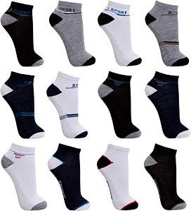 Kit 3 Pares Meias Soquete Sapatilha Invisível Cano Baixo M-SOQ MEIARIA DISINONI