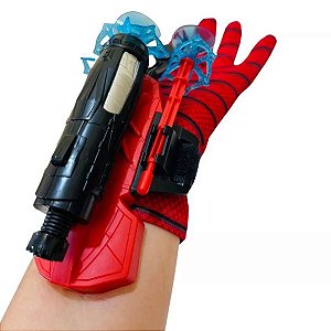 Luva Homem Aranha Lança Dardos Infantil Brinquedo Spider Man Herói Lançador Teia Ventosa