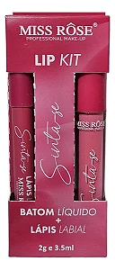 Lip Kit Batom Liquido E Lápis Labial Miss Rose BX7102-012Z24