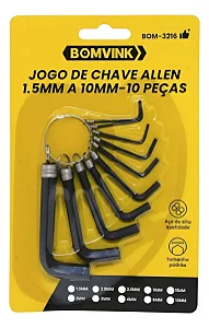 Jogo Chave Allen 1.5mm A 10mm - 10 Peças BOM-3216
