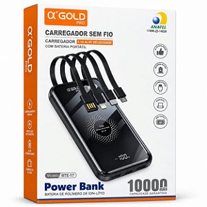 Carregador Portátil Power Bank 10.000mah Universal Celular AGold BTE-17