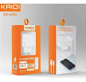 kit carregador turbo USB Type-C Kaidi KD-670C