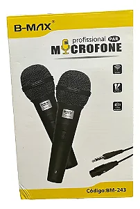 Kit 1 Par De Microfone Profissional Com Fio Preto BM-243