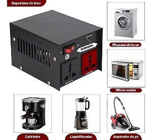 Transformador De Voltagem 2000va 220v/110v Bivolt Preto BOM-9303