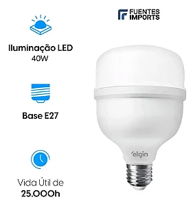 Lâmpada Bulbo 40w Super Led Bivolt 6500k Elgin Econômica E27 LAMP-40W-ELGIN