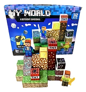 Bloco De Montar Magnético My World 32 Pç Infantil Criativo 32 Pcs MAGNETIC-BLOCK