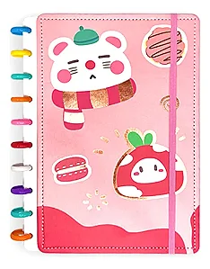Caderneta A5 Inteligente Bichos Fofos Capa Dura De Courino CADERNO-ROSA