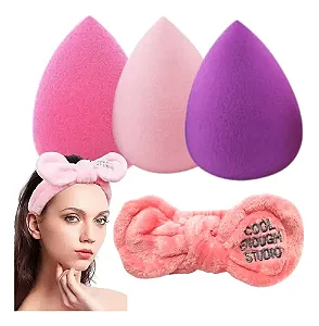 Kit Faixa De Cabelo + Tiara + Esponja De Maquiagem Mandala MM5614