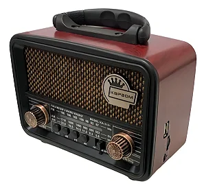Rádio Retrô Analógico Kapbom Bluetooth USB FM AM SW Portátil Vintage KA-3181
