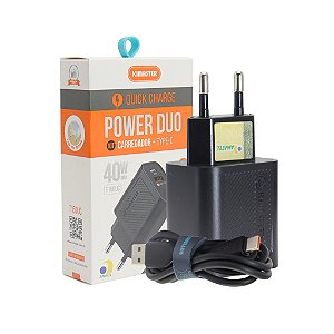 Carregador Turbo Tipo C com Cabo 1 metro Lightning USB Carregamento Super Rápido KIMASTER T160