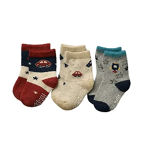 Kit 3 Pares De Meia Infantil Cores Variadas - Estampas Divertidas 2422664