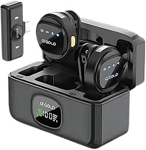 Microfone de Lapela Sem Fio Tipo C Kit Duplo com Case de Carregamento | Compatível com iPhone