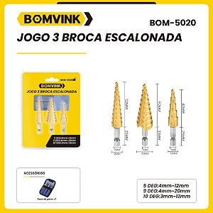 Jogo 3 Brocas Escalonada BOMVINK BOM-5020