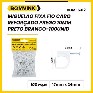 Miguelão Fixa Fio Cabo Reforçado Prego 10mm BOM-5312