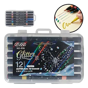 Caneta Touch Love Super Glitter Com Ponta Dupla (pacote Com 12) TL-225