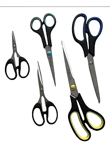 Kit 5 Tesouras Luatek Aço Inoxidável Tamanhos Variados LWJ-109