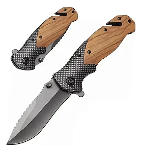 Canivete Tático Browning Madeira Detalhe Em Xadrez HW-301274