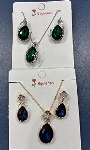 Kit Brinco e Colar Com Pedras Biju 1534
