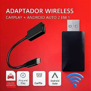 Adaptador Carplay Sem Fio - IOS e Android Auto - 2 Em 1  Tomate MT-189