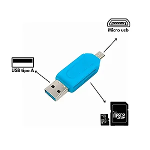 Leitor De Cartão SD/TF e OTG Micro USB (V8) Adaptador 2 em 1 LE-5555