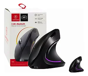 Mouse Vertical Ergonômico Sem Fio Recarregável Kapbom KA-612