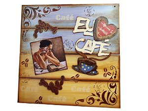 Placa Decorativa Eu Amo Café (PINUP) 30x30