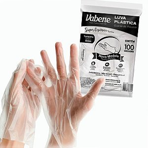 Luva Plástica Descartável Transparente P.E- 100Und