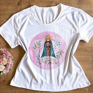 T-Shirt - Nossa Senhora Aparecida Fundo Rosa