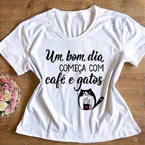T-Shirt - Café e Gatos