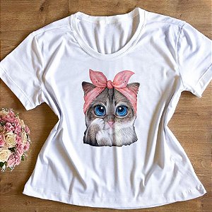 T-Shirt - Gatinha Lenço Rosa