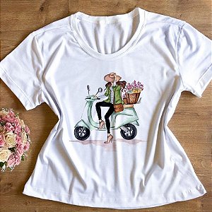 T-Shirt - Moça com Moto