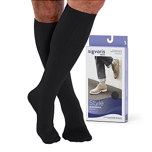 Meia De Compressão Masculina 3/4 Panturrilha Sigvaris Preta 15-20mmhg Trombose Edema Linfedema - Sigvaris