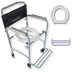 Cadeira De Banho Para Idoso Dobrável 100kg Higiênica Rodas - Hidrolight
