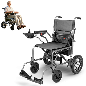 Cadeira de Rodas Motorizada Eletrica D750 com Bateria Litio Super Leve Compacta 120kg - Dellamed