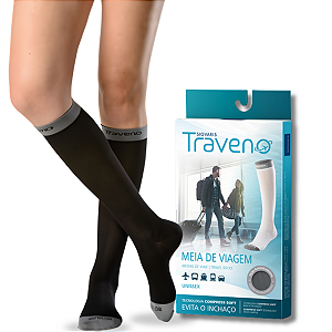 Meia de Compressão Suave 3/4 para Viagem Sigvaris Traveno Unissex - Sigvaris