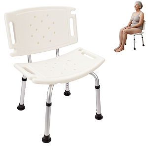 Banqueta de Banho Ajustável com Encosto Até 100KG - Supermedy