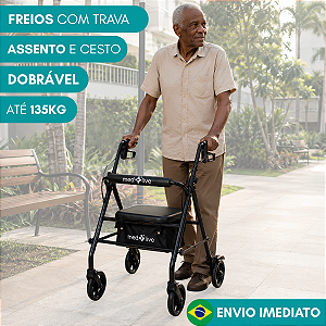 Andador com Rodas Dobrável Até 135 Kg - Medicinal Live Well