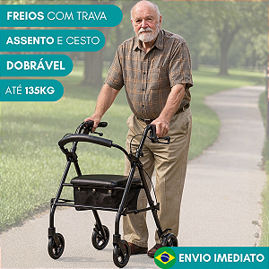Andador com Rodas Dobrável Até 135 Kg - Medicinal Live Well