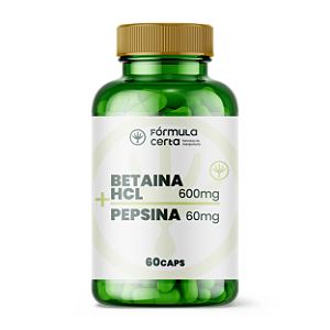 Betaina Hcl 600mg + Pepsina 60mg - 60 Doses