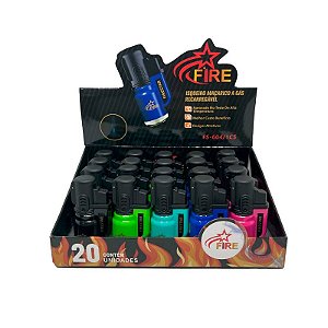 Caixa 20 Isqueiro Maçarico Firestar PLUG Intense Colors FS-604/1CS